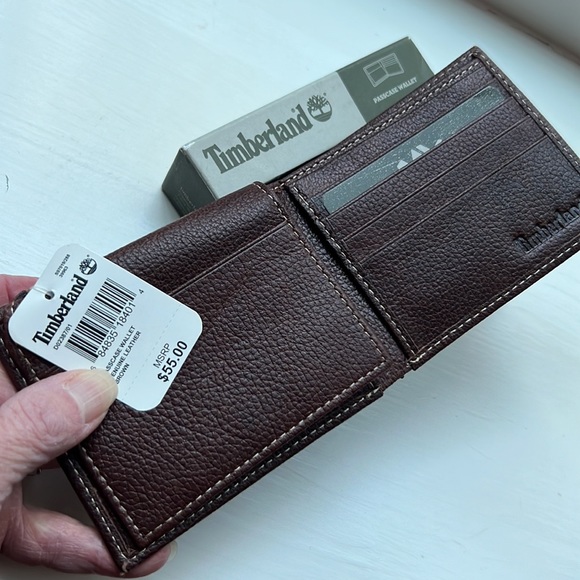 Timberland Bi-fold/ Wallet Brown Pebble Leather - Picture 3 of 5